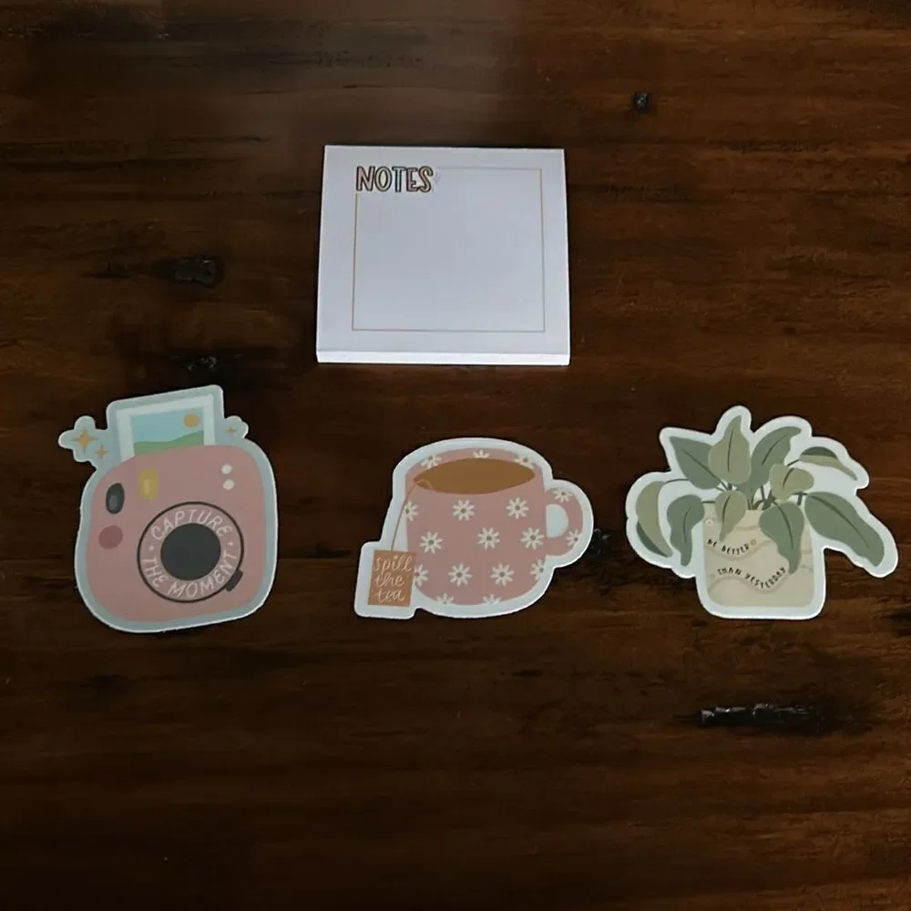 Pouch plus sticky notes plus 3 stickers bundle all new